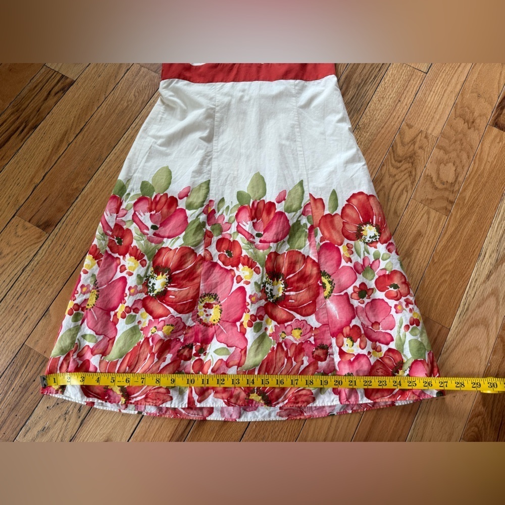 Ann Taylor 100% Cotton V Neck Sleeveless A Line White/Red Dress Women’s Sz 4 - Picture 13 of 15